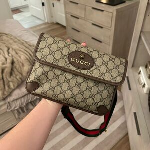 Gucci Beige and Brown Logo Belt Bag